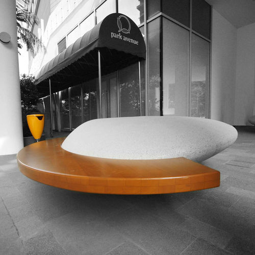 Banc public contemporain - MOONSTONE - METALCO - en bois / en pierre reconstituée / sans dossier
