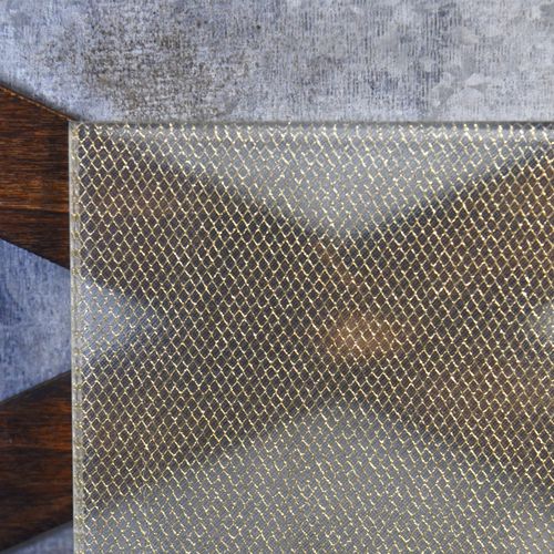 Panneau en verre feuilleté - GOLD DIAMOND SPARKLE MESH ORGANICA™  - Avant Art Architectural Glass, Inc. - à motif / pour agencement intérieur / pour porte
