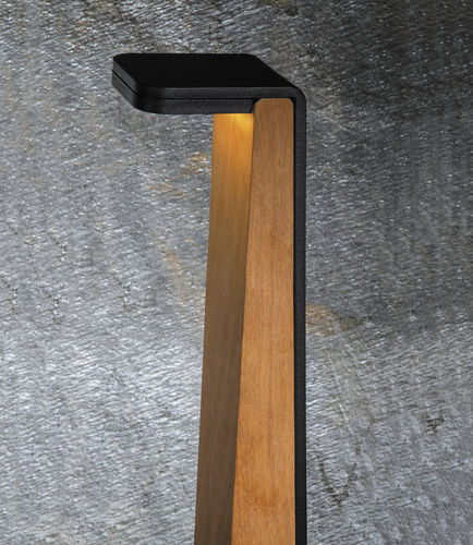 Borne d'éclairage de jardin - HASLA - LumTeam - contemporaine / en acier peint / en bois exotique