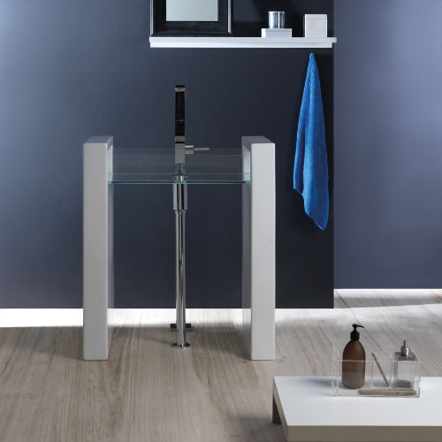 Vasque sur pied - GLLACOL60BW - GSG Ceramic Design - en verre / transparente / rectangulaire