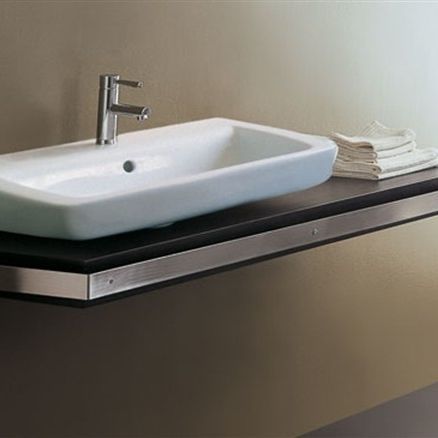Plan vasque en chêne - TOP150 - GSG Ceramic Design - avec porte-serviettes intégré