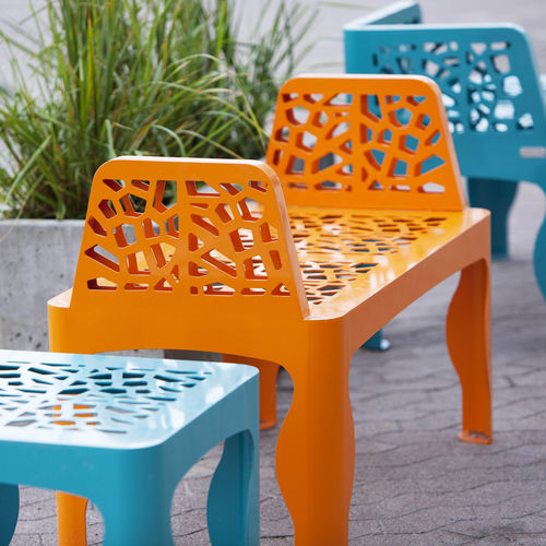 Banc public design original - CORAL - LAB23 - en acier galvanisé / en acier COR-TEN® / avec dossier