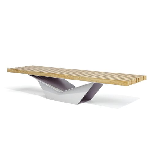 Banc public contemporain - FREEDOM - LAB23 - en bois / en acier galvanisé / en acier COR-TEN®