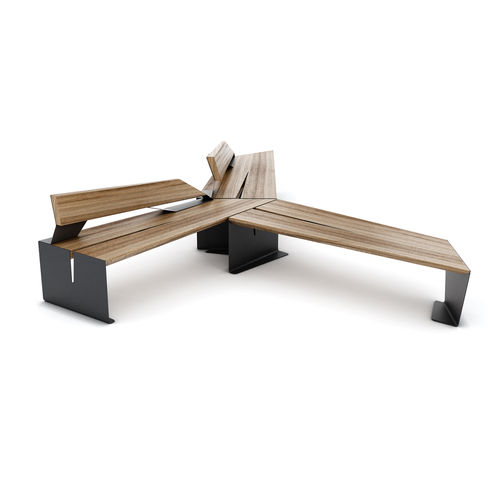 Banc public contemporain - CEKTA - LAB23 - en bois / en acier galvanisé / avec dossier