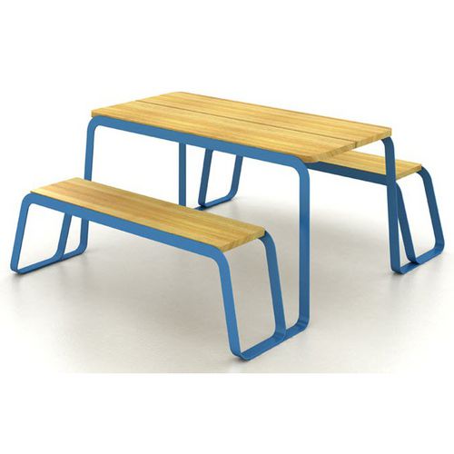 Table de pique-nique contemporaine - TAVOLEE - LAB23 - en bois massif / en acier peint / rectangulaire