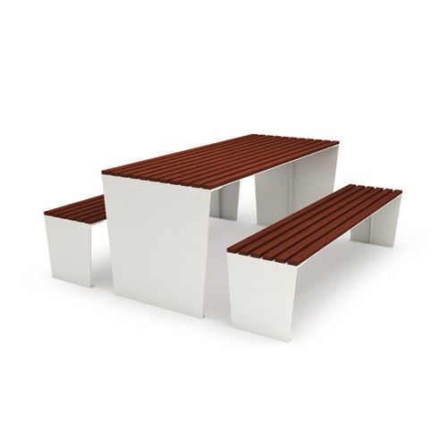 Table de pique-nique contemporaine - MARILYN - LAB23 - en bois / en acier galvanisé / en acier corten