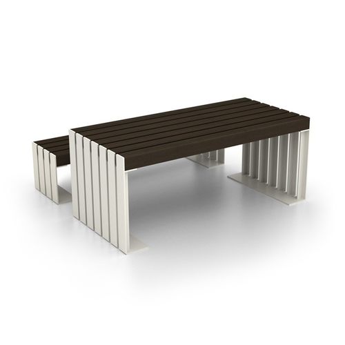 Table contemporaine - DEACON - LAB23 - en placage de bois / en PVC / avec piètement en acier galvanisé