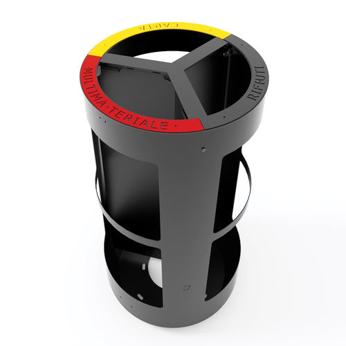 Poubelle en acier - TRIBIN ECO SECURITY - LAB23 - de tri sélectif / professionnelle / triple