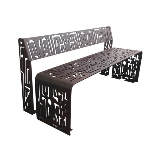 Banc public design original - PLEGADO - LAB23 - en acier galvanisé / en acier COR-TEN® / avec dossier