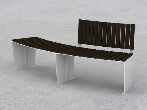 Banc public contemporain - ARMONIA - LAB23 - en bois / en acier / avec dossier