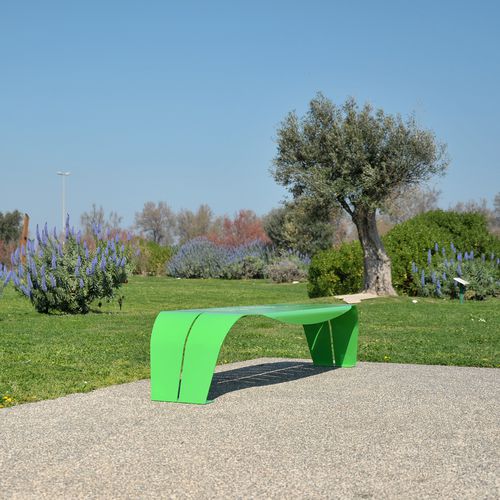 Banc public design original - FOGLIA - LAB23 - en acier inoxydable