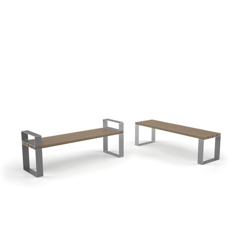 Banc public sans dossier - EIGHT - LAB23 - contemporain / en bois exotique / en tôle d'acier