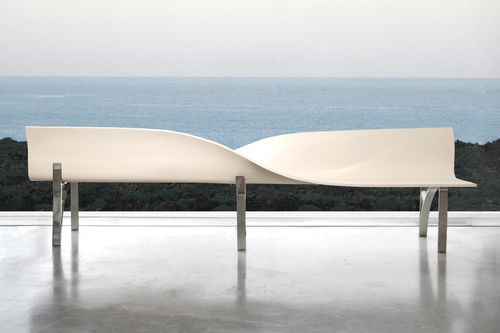 Banc public design original - CALA - LAB23 - en inox / en matériaux composites / avec dossier
