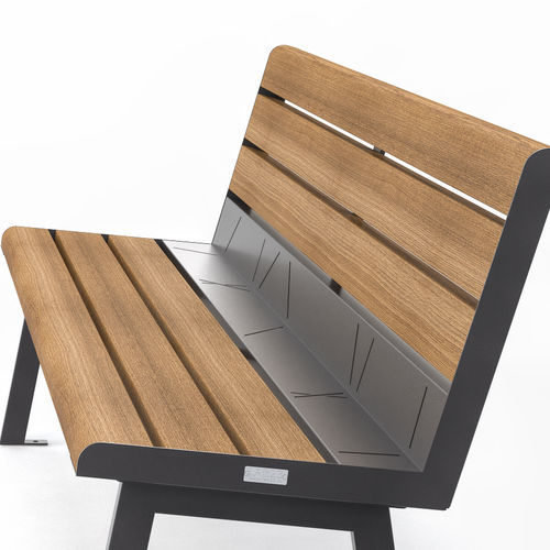 Banc public contemporain - FIDEL - LAB23 - en bois / en acier / avec dossier