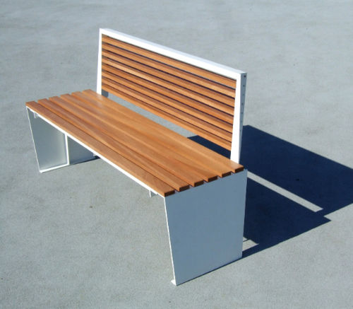 Banc public contemporain - MARYLIN  - LAB23 - en bois exotique / en acier / en PVC