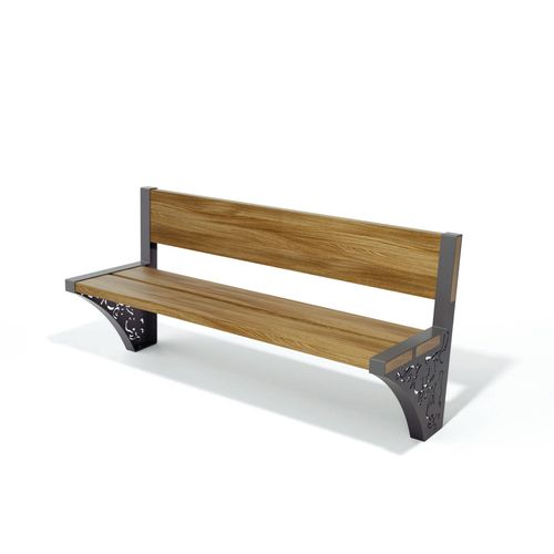 Banc public contemporain - CLASICO - LAB23 - en bois exotique / en acier / avec dossier