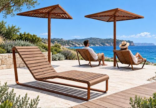 Chaise longue contemporaine - LUNGOMARE LIDO - LAB23 - en métal / en bois / en acier