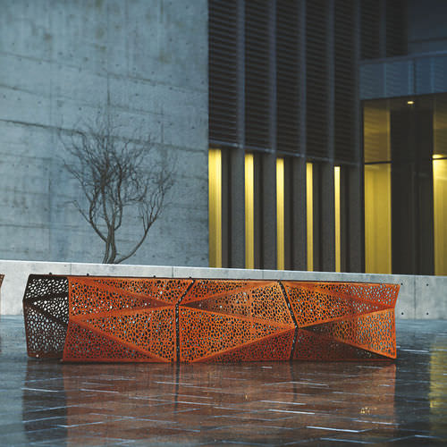 Banc public design original - ZADIG - LAB23 - en acier galvanisé / en acier COR-TEN® / modulaire