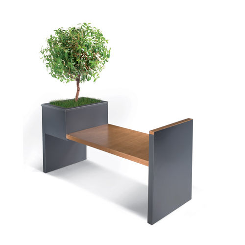 Banc public contemporain - ALFA - LAB23 - en bois / en acier galvanisé / avec accoudoirs