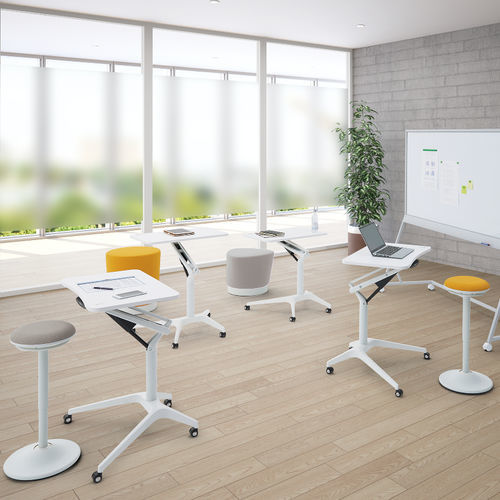 Table d'enseignement contemporaine - RISEFIT III - Okamura - en bois / avec piètement en métal / rectangulaire
