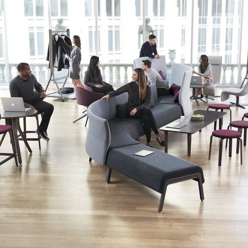 Banquette modulable - ZONES  - Teknion - contemporaine / en tissu / avec piètement en bois