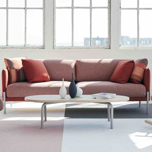 Table basse contemporaine - ROUTES - Teknion - en MDF stratifié / en acier à revêtement par poudre / avec piètement en acier thermolaqué