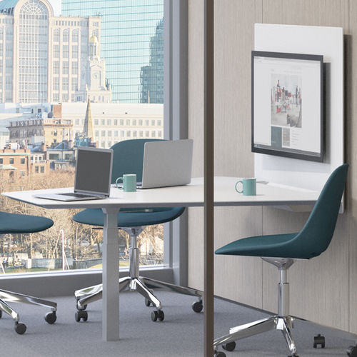 Table de réunion contemporaine - TEK PIER™ - Teknion - en acrylique / avec piètement en métal / cintrable