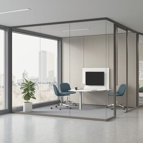 Cloison amovible - TEK VUE - Teknion - pivotante-coulissante / en verre / professionnelle