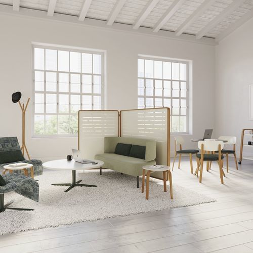 Séparateur de bureau au sol - ZONES - Teknion - en bois / modulable / blanc