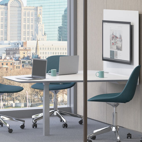 Table de réunion contemporaine - TEK PIER  - Teknion - en bois / en métal / avec piètement en métal