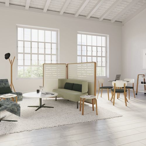 Banc contemporain - ZONES - Teknion - en bois / avec dossier / sans accoudoirs