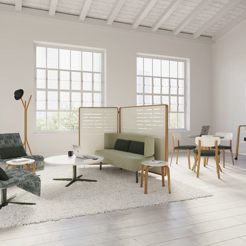 Canapé contemporain - ZONES  - Teknion - en tissu / à tablette / gris