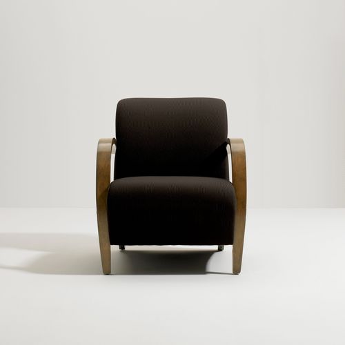 Fauteuil contemporain - FERRARRA - Teknion - en tissu / en noyer / beige