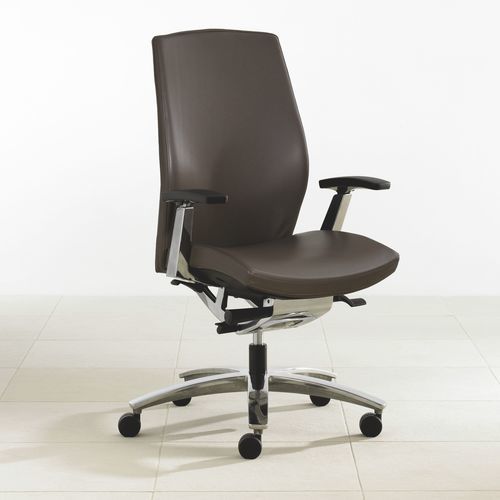 Fauteuil de bureau contemporain - MARINI - Teknion - en cuir / en aluminium / à hauteur réglable