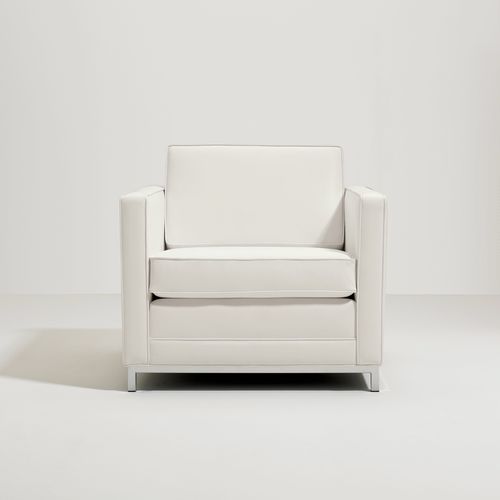 Fauteuil contemporain - TUX - Teknion - en cuir / en chrome / blanc