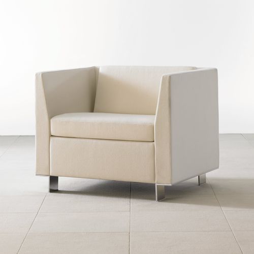 Fauteuil contemporain - VIGNETTE - Teknion - en tissu / blanc / rouge
