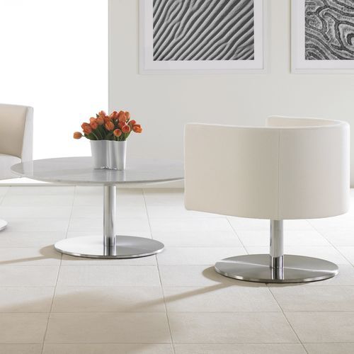 Table basse contemporaine - VIGNETTE - Teknion - en métal chromé / en marbre / avec piètement en métal
