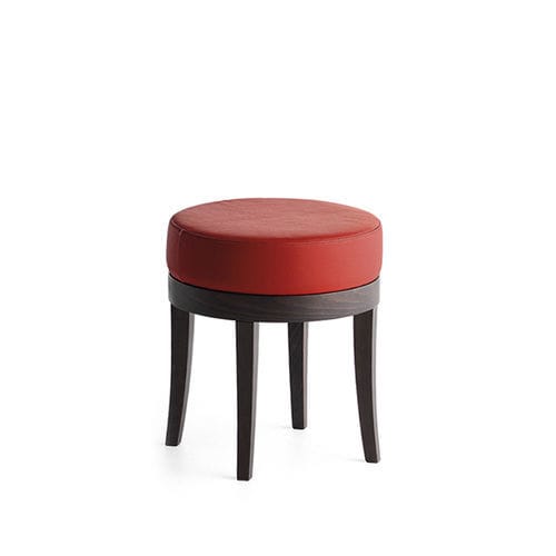 Tabouret contemporain - POUF 01313 - Montbel - en cuir / en tissu / avec piètement en bois massif