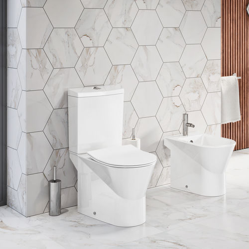 WC monobloc - URB.Y S/H - Sanindusa - sur pied / en céramique / résidentiel