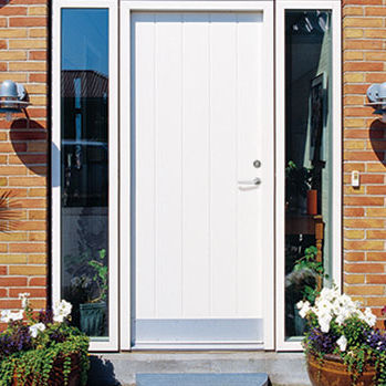 Porte d'entrée - VELFAC - en pin / aluminium / battante