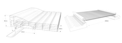 Panneau en polycarbonate pour toiture - THERMOLIGHT 1000 - Rodeca GmbH - avec ossature en aluminium