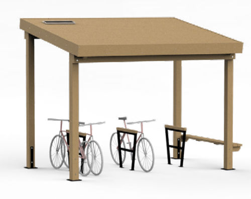 Abri vélo avec panneau solaire - O’VÉLO PM  - Rondino - avec banc intégré / avec détecteur de présence / avec éclairage LED