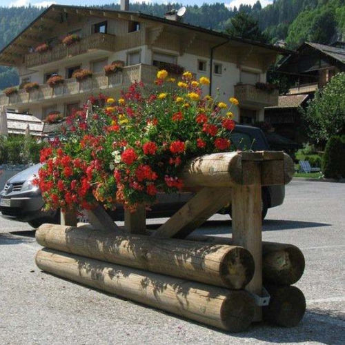 Barrière avec jardinière intégrée - 638 166-02 - Rondino - séparateur / fixe / en pin