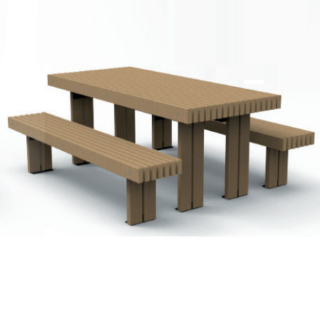 Table de pique-nique contemporaine - 627 143 - Rondino - en bois / avec piètement en bois / rectangulaire