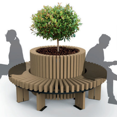 Jardinière en bois - COMPOSITION LISA  - Rondino - ronde / avec banc / contemporaine