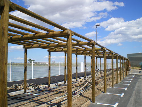 Pergola autoportée - 627 202 - Rondino - en bois / couverture en bois / pour espace public