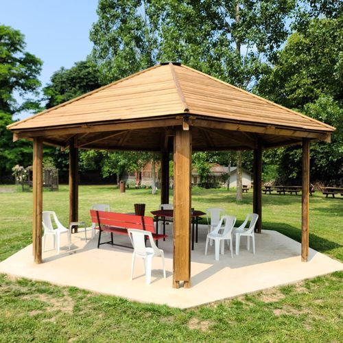 Gazebo en bois - 650 066 - Rondino - toit en bois / structure en bois / professionnel