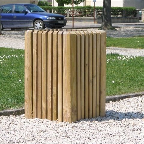 Poubelle en pin - 627 940 - Rondino - d'extérieur / pour espace public / simple