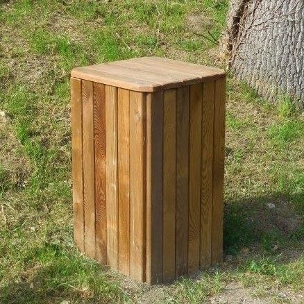 Poubelle publique - 627 926 - Rondino - en pin / avec couvercle / d'extérieur