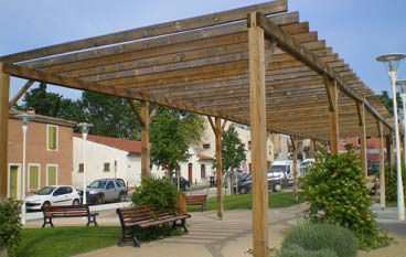 Pergola autoportée - 627 208 - Rondino - en bois / à lames brise soleil / pour espace public